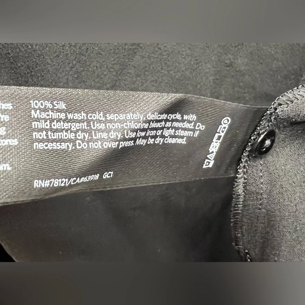 Eileen Fisher-Black Silk‎ Blouse- XLarge - Picture 3 of 4